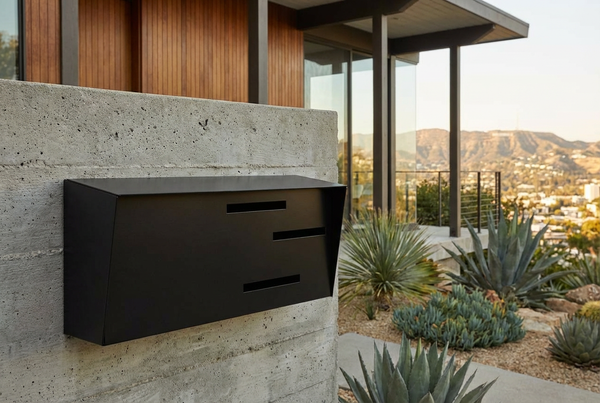 black wall mounted mid century modern mailbox
