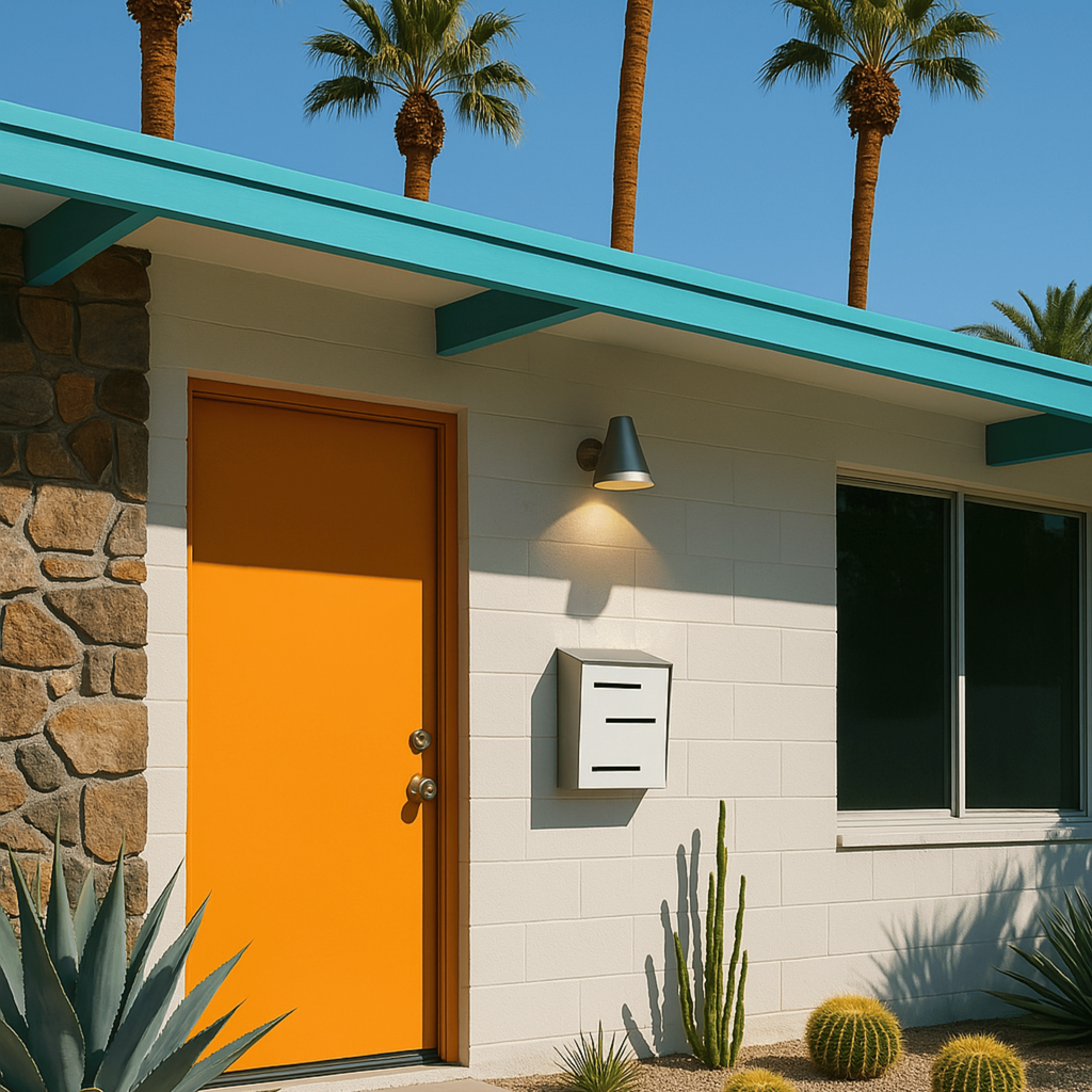 large wall mount mid century modern mailbox in Palm Springs CA