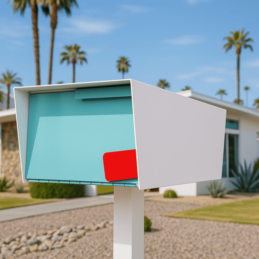 post mounted modern mailbox in Palm Springs CA