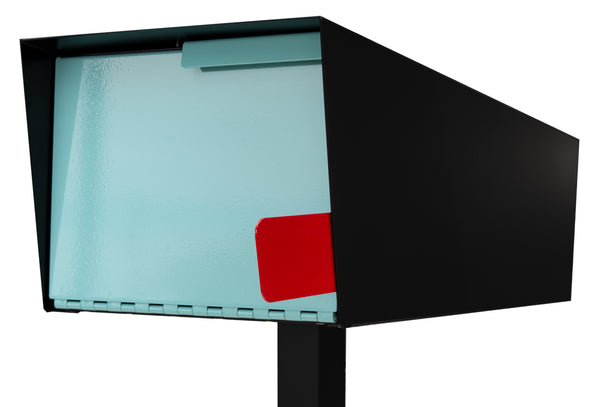 Modern Mailbox | Post Mount Mailbox | Modern Mailbox With Post Black/Robin Egg