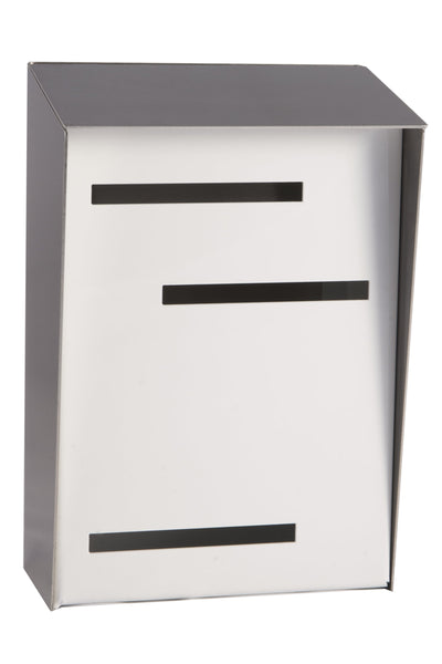Modern Mailbox | Mid Century Modern Mailbox | Stainless Steel/White Modern Wall Mounted Mailbox Large